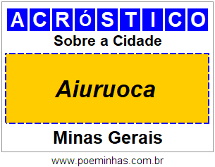 Acróstico Para Imprimir Sobre a Cidade Aiuruoca