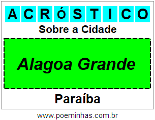 Acróstico Para Imprimir Sobre a Cidade Alagoa Grande