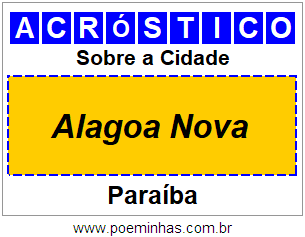 Acróstico Para Imprimir Sobre a Cidade Alagoa Nova