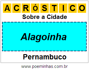 Acróstico Para Imprimir Sobre a Cidade Alagoinha