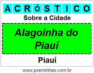 Acróstico Para Imprimir Sobre a Cidade Alagoinha do Piauí