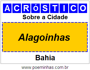 Acróstico Para Imprimir Sobre a Cidade Alagoinhas