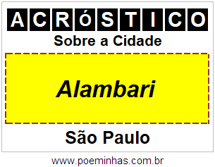 Acróstico Para Imprimir Sobre a Cidade Alambari