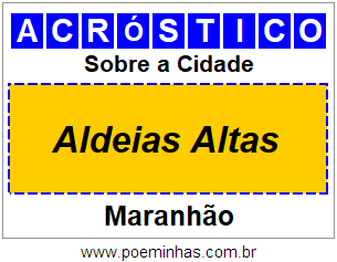 Acróstico Para Imprimir Sobre a Cidade Aldeias Altas