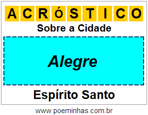 Acróstico Para Imprimir Sobre a Cidade Alegre