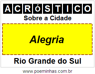 Acróstico Para Imprimir Sobre a Cidade Alegria