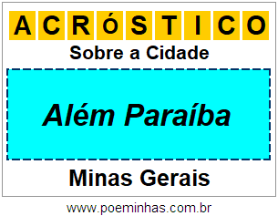 Acróstico Para Imprimir Sobre a Cidade Além Paraíba