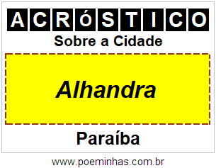 Acróstico Para Imprimir Sobre a Cidade Alhandra