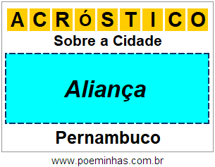 Acróstico Para Imprimir Sobre a Cidade Aliança