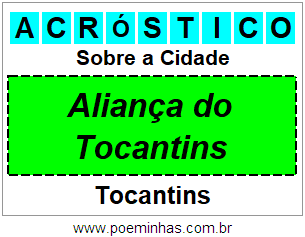 Acróstico Para Imprimir Sobre a Cidade Aliança do Tocantins