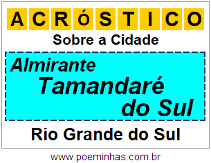 Acróstico Para Imprimir Sobre a Cidade Almirante Tamandaré do Sul