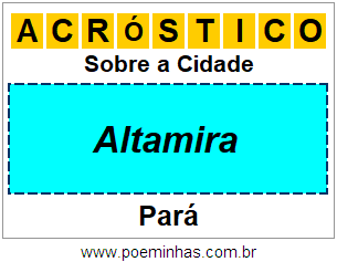 Acróstico Para Imprimir Sobre a Cidade Altamira