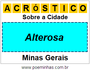 Acróstico Para Imprimir Sobre a Cidade Alterosa