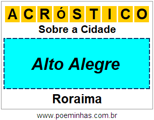 Acróstico Para Imprimir Sobre a Cidade Alto Alegre