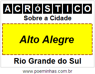 Acróstico Para Imprimir Sobre a Cidade Alto Alegre