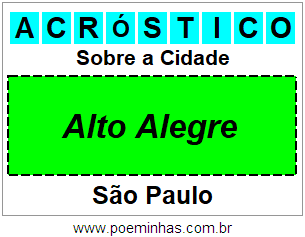 Acróstico Para Imprimir Sobre a Cidade Alto Alegre