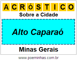 Acróstico Para Imprimir Sobre a Cidade Alto Caparaó