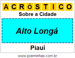 Acróstico Para Imprimir Sobre a Cidade Alto Longá