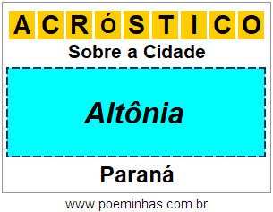 Acróstico Para Imprimir Sobre a Cidade Altônia