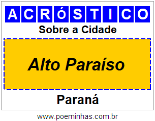 Acróstico Para Imprimir Sobre a Cidade Alto Paraíso