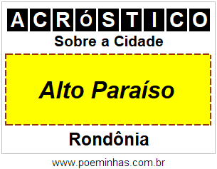 Acróstico Para Imprimir Sobre a Cidade Alto Paraíso