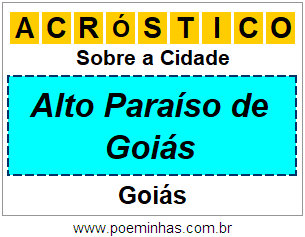 Acróstico Para Imprimir Sobre a Cidade Alto Paraíso de Goiás