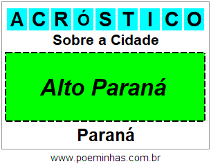 Acróstico Para Imprimir Sobre a Cidade Alto Paraná