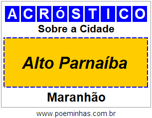 Acróstico Para Imprimir Sobre a Cidade Alto Parnaíba