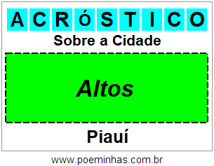 Acróstico Para Imprimir Sobre a Cidade Altos