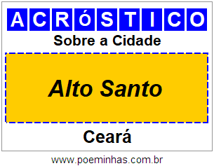 Acróstico Para Imprimir Sobre a Cidade Alto Santo