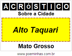 Acróstico Para Imprimir Sobre a Cidade Alto Taquari