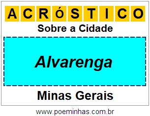 Acróstico Para Imprimir Sobre a Cidade Alvarenga