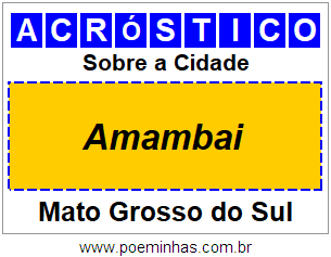 Acróstico Para Imprimir Sobre a Cidade Amambai