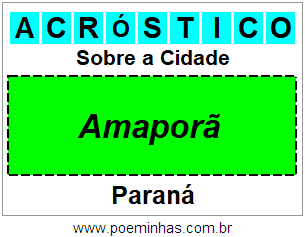 Acróstico Para Imprimir Sobre a Cidade Amaporã