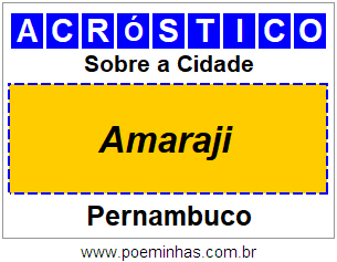 Acróstico Para Imprimir Sobre a Cidade Amaraji