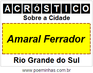 Acróstico Para Imprimir Sobre a Cidade Amaral Ferrador