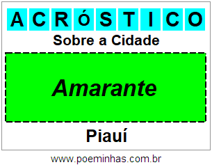 Acróstico Para Imprimir Sobre a Cidade Amarante