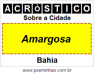 Acróstico Para Imprimir Sobre a Cidade Amargosa