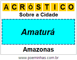 Acróstico Para Imprimir Sobre a Cidade Amaturá