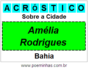 Acróstico Para Imprimir Sobre a Cidade Amélia Rodrigues