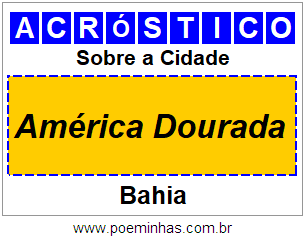 Acróstico Para Imprimir Sobre a Cidade América Dourada