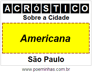 Acróstico Para Imprimir Sobre a Cidade Americana