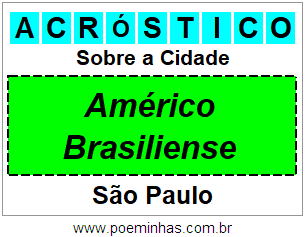 Acróstico Para Imprimir Sobre a Cidade Américo Brasiliense