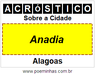 Acróstico Para Imprimir Sobre a Cidade Anadia