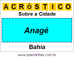 Acróstico Para Imprimir Sobre a Cidade Anagé