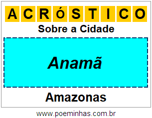 Acróstico Para Imprimir Sobre a Cidade Anamã