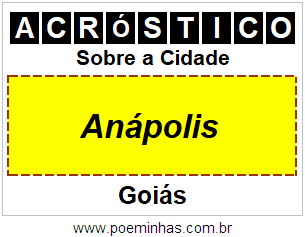 Acróstico Para Imprimir Sobre a Cidade Anápolis