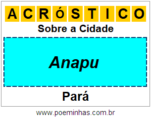 Acróstico Para Imprimir Sobre a Cidade Anapu