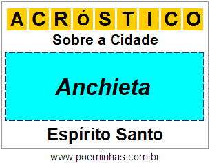 Acróstico Para Imprimir Sobre a Cidade Anchieta