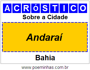 Acróstico Para Imprimir Sobre a Cidade Andaraí